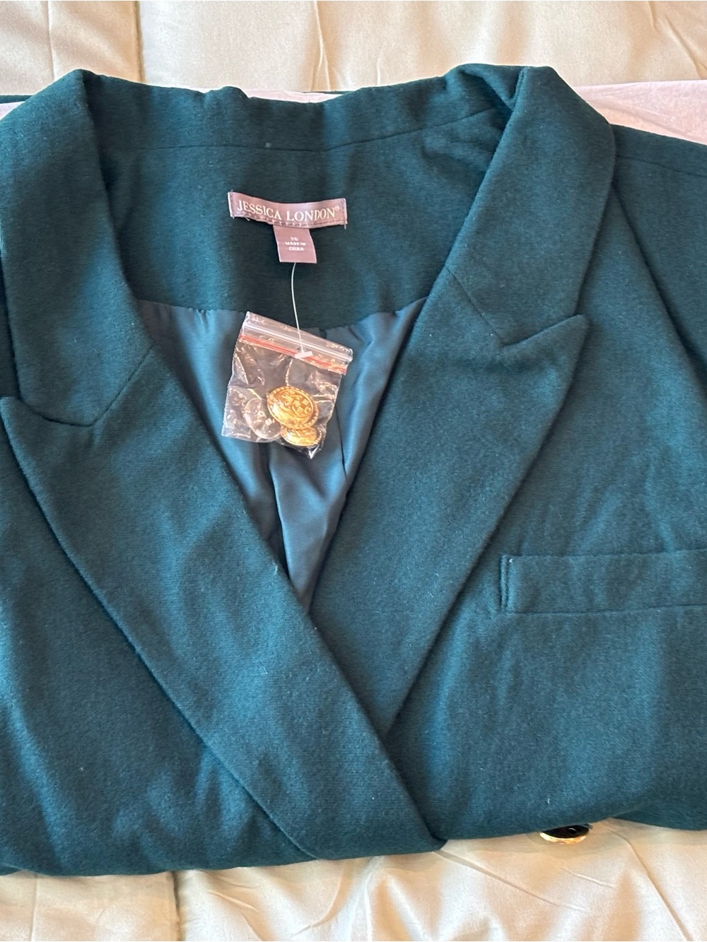 Jessica London Women’s Green Wool-Blend Blazer